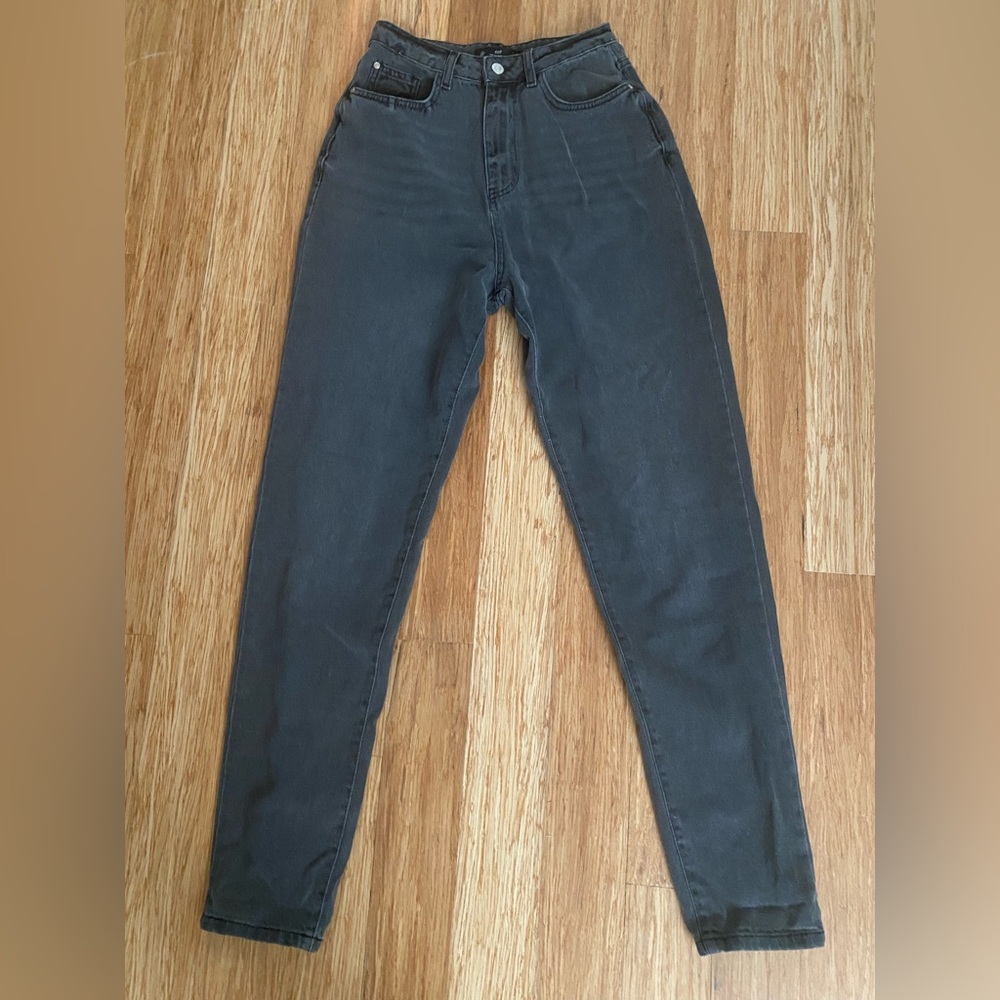 Missguided Tall Washed Black Mom Jeans